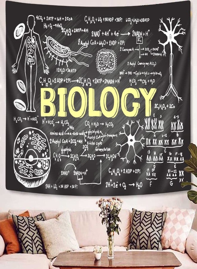 Uokiuki Science Tapestry, Educational Tapestry for Teen Teacher Student, Hand drawn Biology on Chalkboard Tapestry Wall Hanging for Classroom Bedroom Living Room Dorm 60 X 40 Inch - Image 2